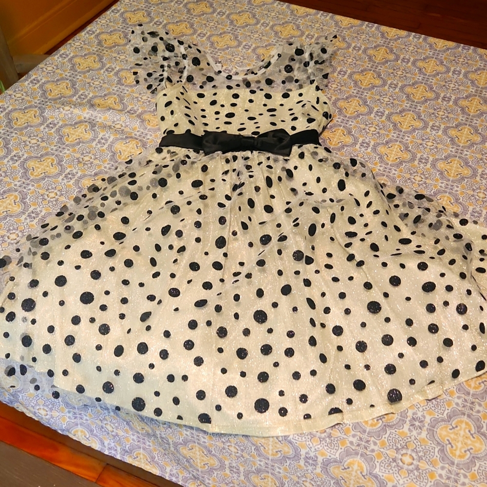 Beautiful girls polka dot glitter dress